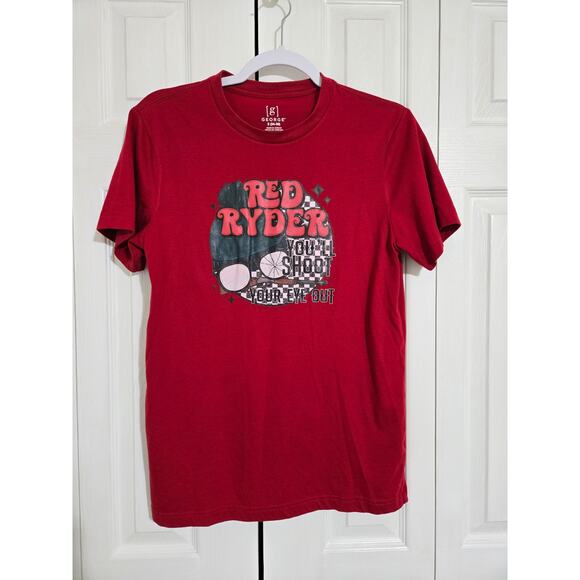 George small unisex red Christmas theme printed tshirt - Picture 1 of 8